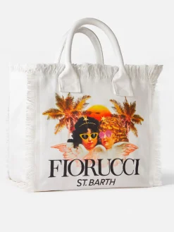 Vanity Umhängetasche aus weißem Canvas mit Fiorucci-Engel-Print | FIORUCCI-SONDERAUSGABE