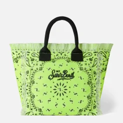 Vanity Umhängetasche in Neongelb mit Bandana-Aufdruck