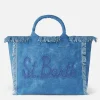Vanity-Einkaufstasche aus Denim-Baumwoll-Canvas mit Logo-Patch