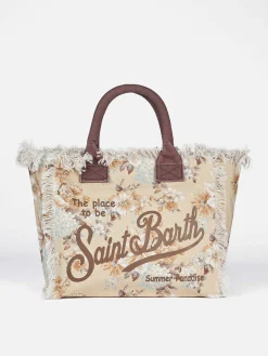 Vanity-Einkaufstasche aus Baumwollcanvas mit Blumenmuster