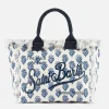 Vanity-Einkaufstasche aus Baumwollcanvas mit Indigo-Blumenmuster