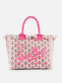 Vanity-Einkaufstasche aus Baumwollcanvas mit Blumenmuster