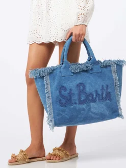 Vanity-Einkaufstasche aus Denim-Baumwoll-Canvas mit Logo-Tasche