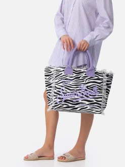 Vanity-Einkaufstasche aus Baumwollcanvas mit Zebramuster
