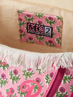 Vanity-Einkaufstasche aus Baumwollcanvas mit Blumenmuster