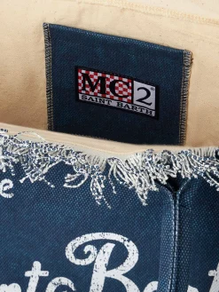 Vanity-Einkaufstasche aus Indigo-Baumwollcanvas