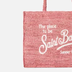 Vanity-Rosa-Basttasche mit Saint-Barth-Stickerei