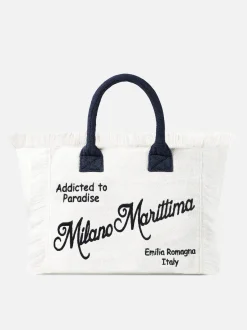 Vanity-Schultertasche aus Frottee mit Milano Marittima-Stickerei