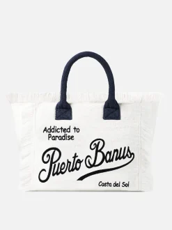 Vanity-Schultertasche aus Frottee mit Puerto Banus-Stickerei