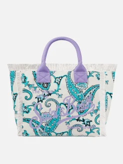 Vanity-Schultertasche aus Segeltuch mit Paisley-Print