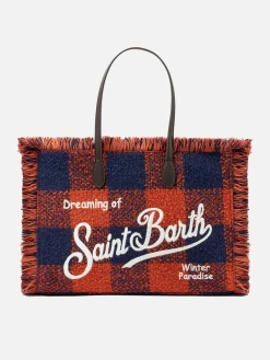 Vanity-Schultertasche aus Wolle mit Karomuster