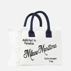 Vanity-Schultertasche aus Frottee mit Milano Marittima-Stickerei