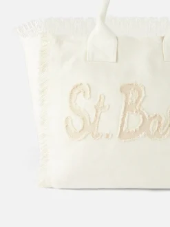 Vanity-Schultertasche aus Segeltuch mit St. Barth-Aufnäher
