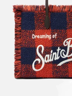 Vanity-Schultertasche aus Wolle mit Karomuster