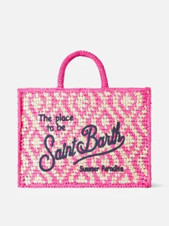 Vanity-Umhängetasche aus Bast mit Saint-Barth-Stickerei