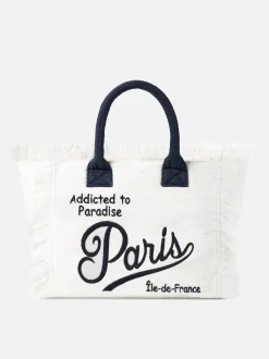 Vanity-Umhängetasche aus Frottee mit Paris-Stickerei