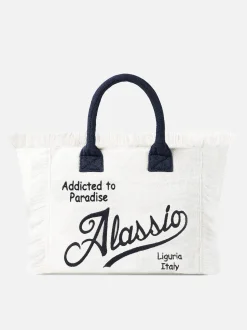 Vanity-Umhängetasche aus Frottee mit Alassio-Stickerei