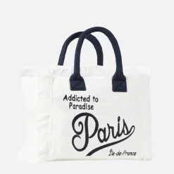 Vanity-Umhängetasche aus Frottee mit Paris-Stickerei