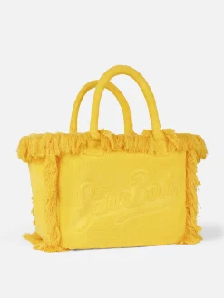 Vanity-Umhängetasche aus gelbem Frottee mit geprägtem Logo