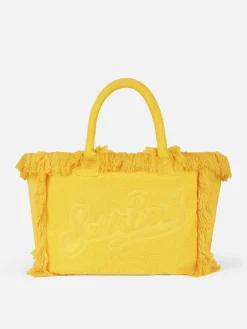 Vanity-Umhängetasche aus gelbem Frottee mit geprägtem Logo