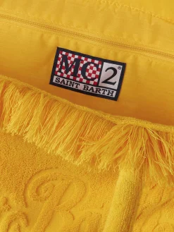 Vanity-Umhängetasche aus gelbem Frottee mit geprägtem Logo