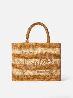 Vanity-Umhängetasche aus Raffiabast mit Saint-Barth-Stickerei