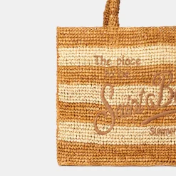 Vanity-Umhängetasche aus Raffiabast mit Saint-Barth-Stickerei
