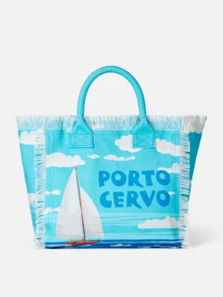 Vanity-Umhängetasche aus Segeltuch mit Porto Cervo-Aufdruck