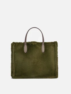 Vivian grüne Kunstpelzhandtasche