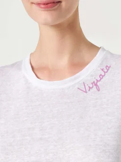 Viziata besticktes Leinen-T-Shirt