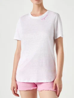 Viziata besticktes Leinen-T-Shirt