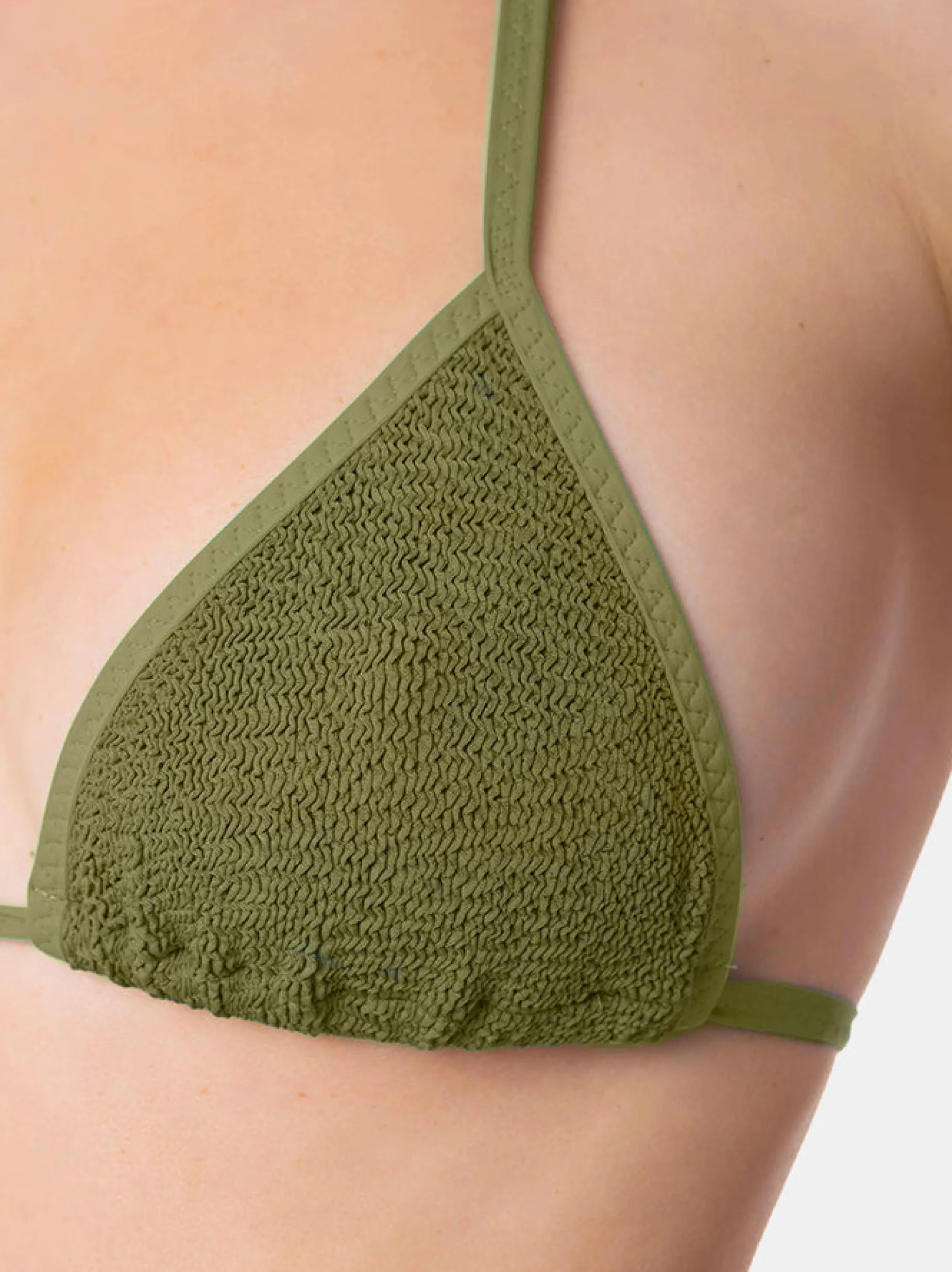 Waldgrüner Crinkle-Triangel-Badeanzug für Damen