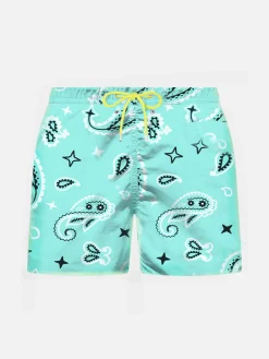 Wassergrüne Badeshorts für Jungen mit Bandana-Muster