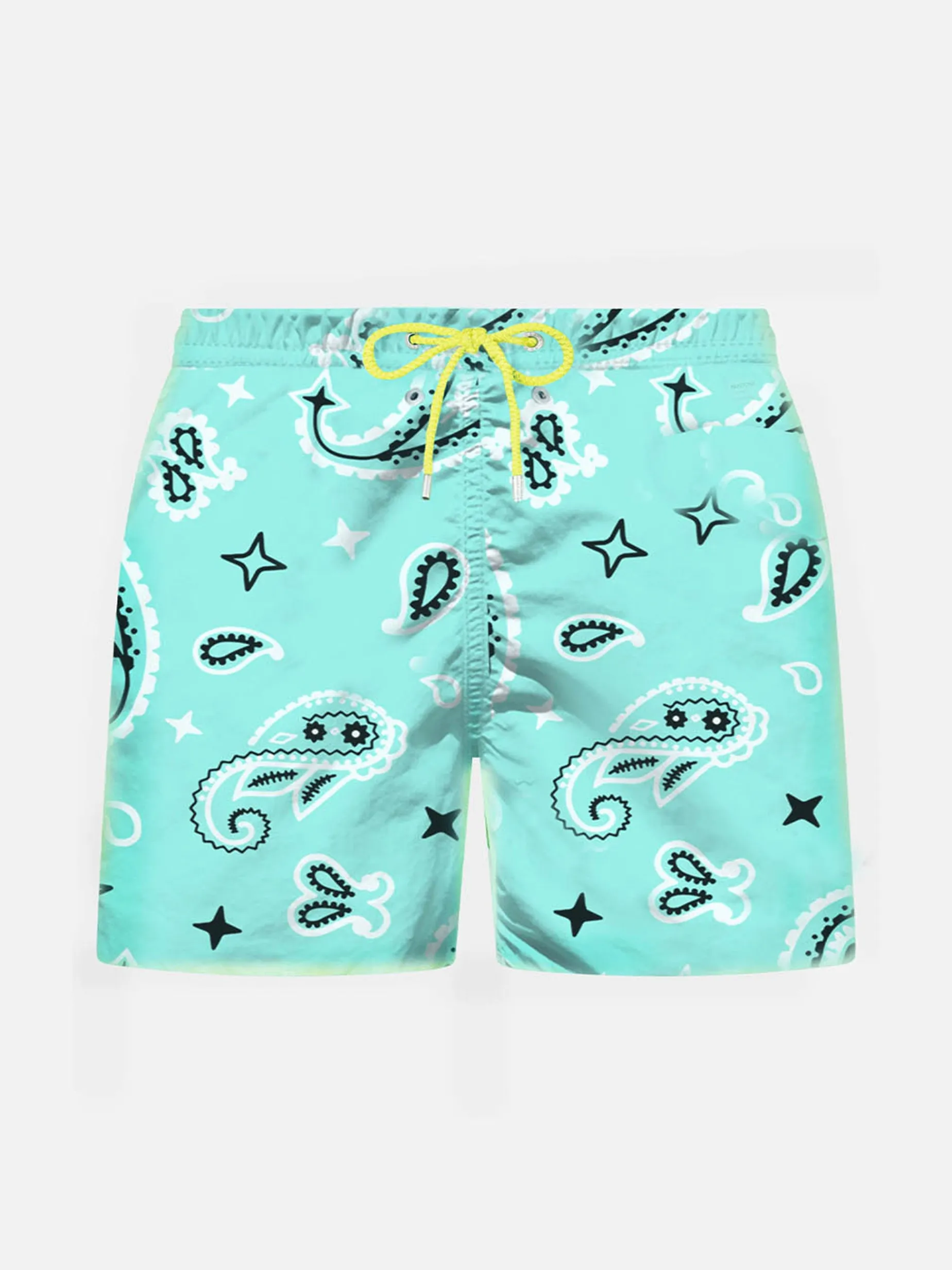 Wassergrüne Badeshorts für Jungen mit Bandana-Muster