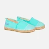 Wassergrüne Canvas-Espadrillas mit Stickerei