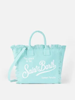 Wassergrüne Colette-Handtasche aus Baumwollcanvas