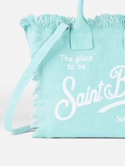 Wassergrüne Colette-Handtasche aus Baumwollcanvas