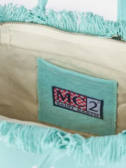Wassergrüne Colette-Handtasche aus Baumwollcanvas