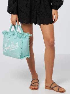 Wassergrüne Colette-Handtasche aus Baumwollcanvas