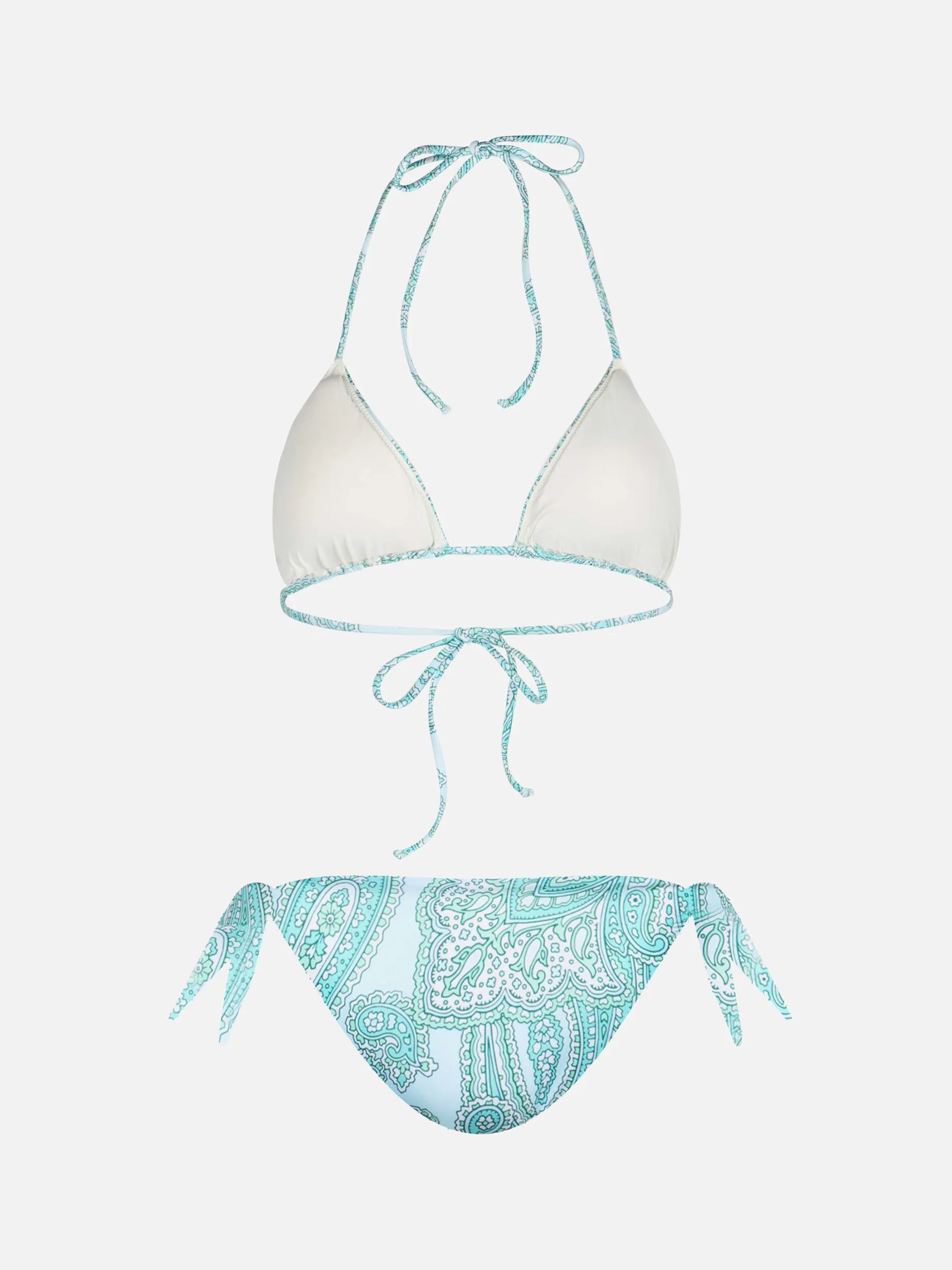 Wassergrüner Damen-Triangel-Bikini mit Paisley-Muster Leah Yali