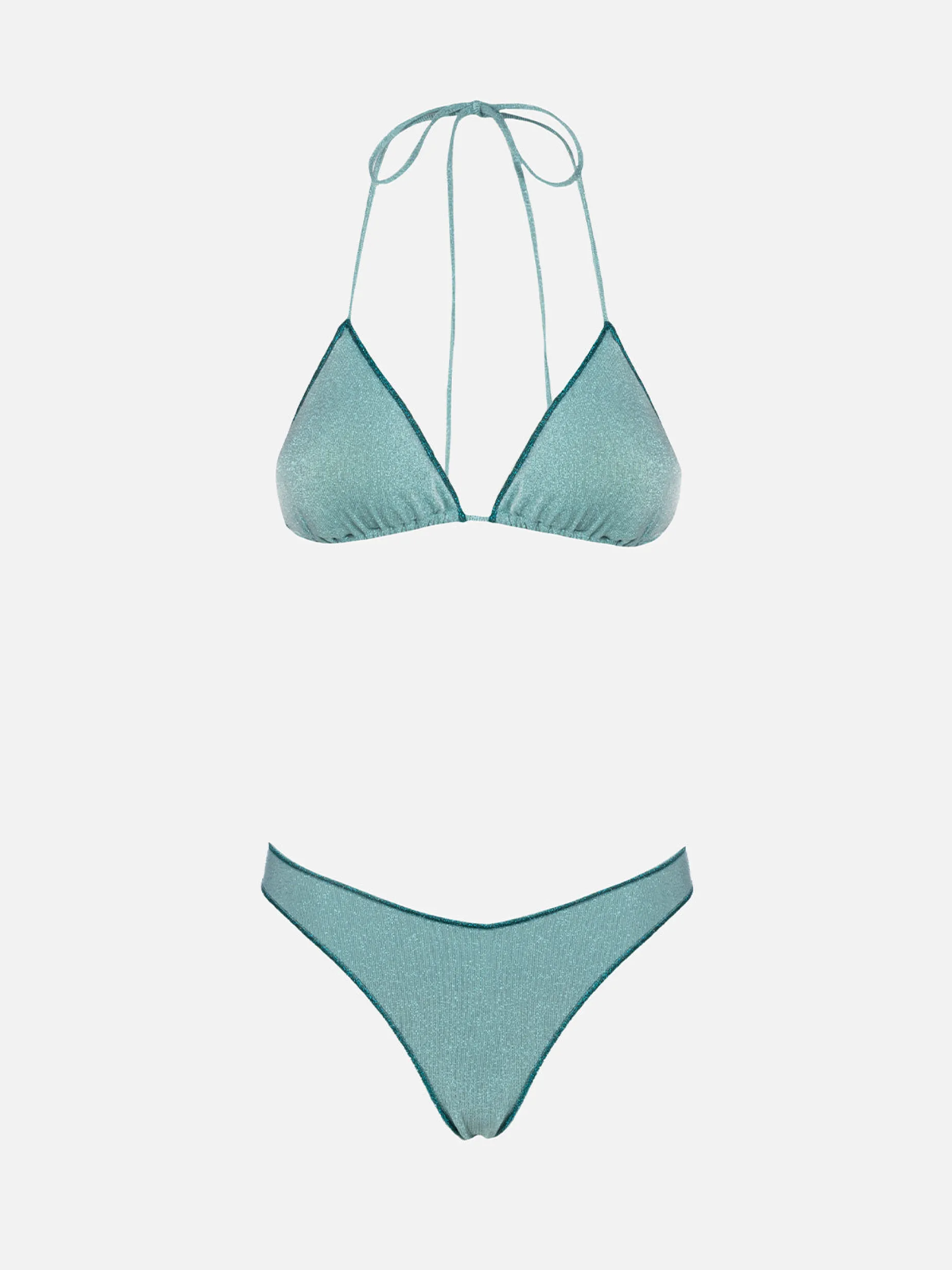 Wassergrüner Damen-Triangel-Bikini aus Lurex Leah Naomi