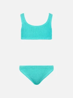 Wassergrüner klassischer Crinkle-Bikini für Mädchen von Baker