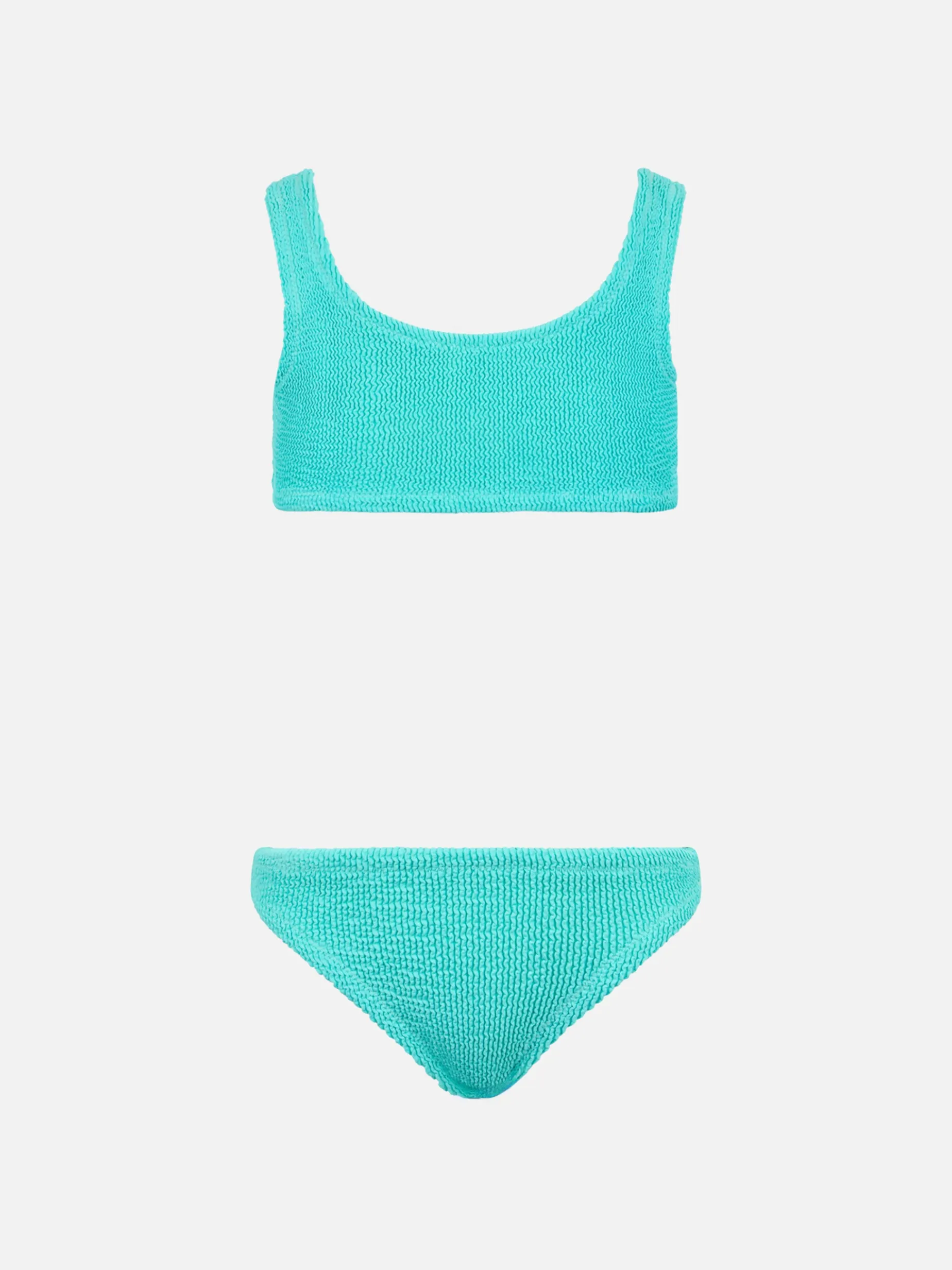Wassergrüner klassischer Crinkle-Bikini für Mädchen von Baker