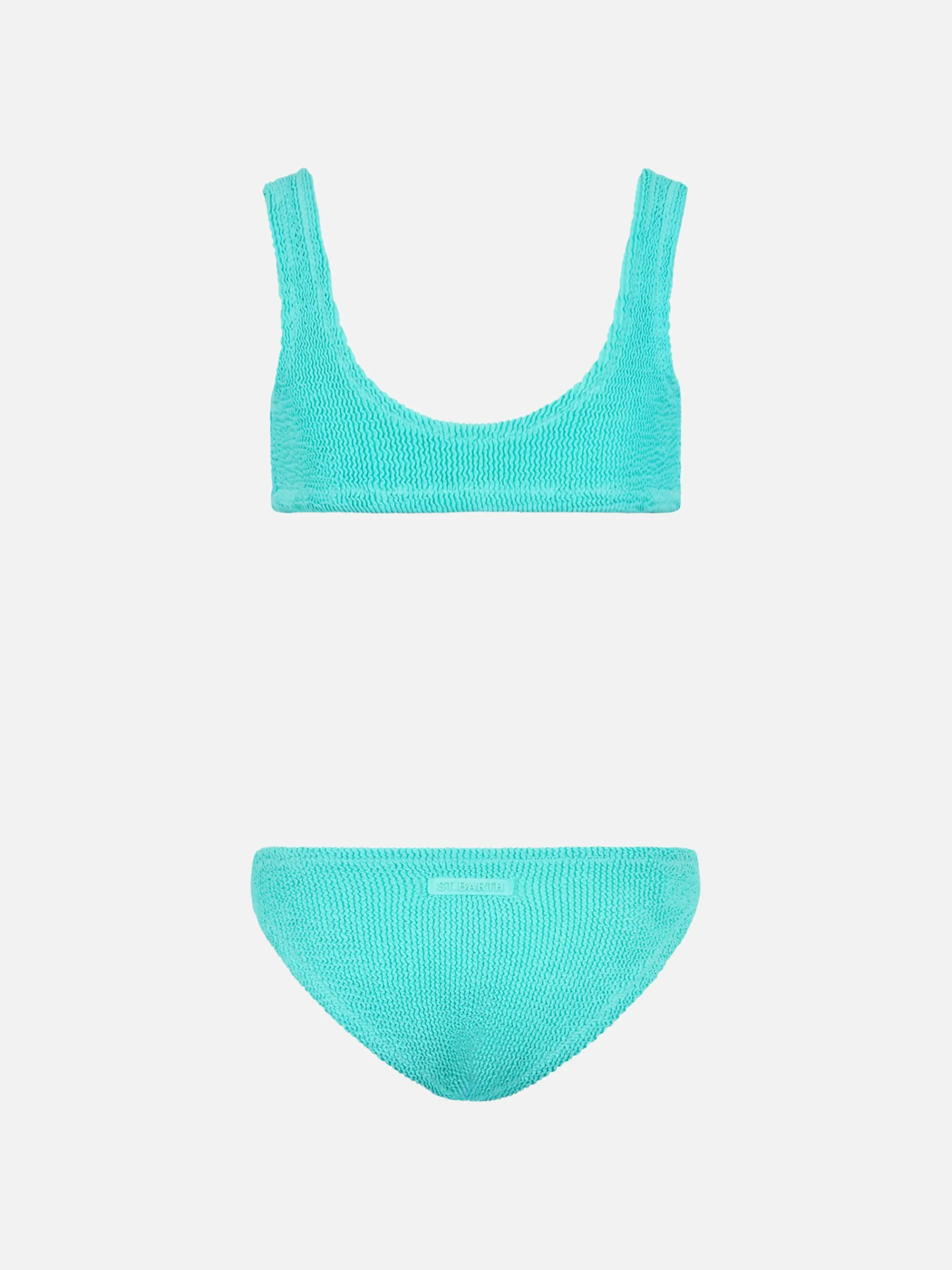 Wassergrüner klassischer Crinkle-Bikini für Mädchen von Baker