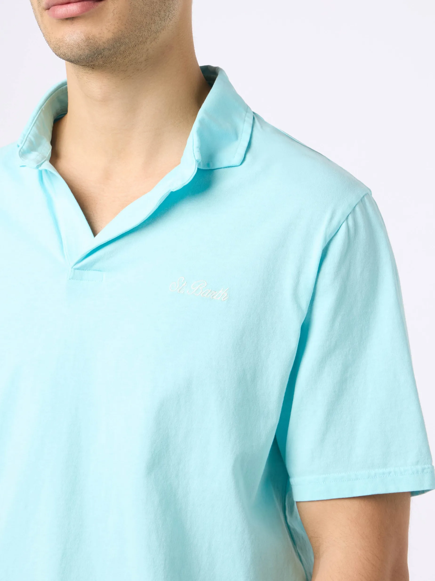 Wassergrünes Herren-Poloshirt aus Baumwolljersey Brighton
