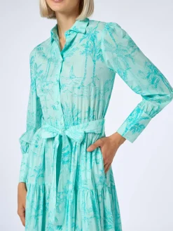 Wassergrünes Kleid aus Toile de Jouy-Baumwolle für Damen von Jensen