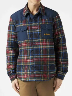 Wattiertes Herren-Overshirt mit Schottenkaro und aufgesetzten Taschen