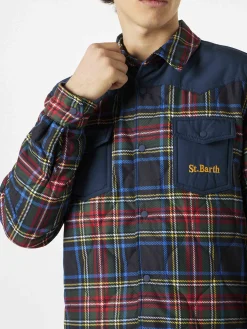 Wattiertes Herren-Overshirt mit Schottenkaro und aufgesetzten Taschen