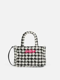 Weiche Clarine-Handtasche aus Wolle mit Pied-de-Poule-Lurex-Muster