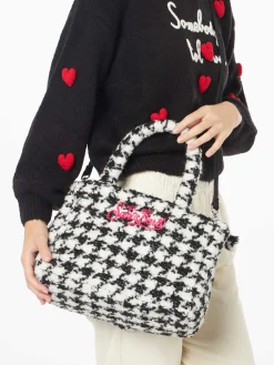 Weiche Clarine-Handtasche aus Wolle mit Pied-de-Poule-Lurex-Muster